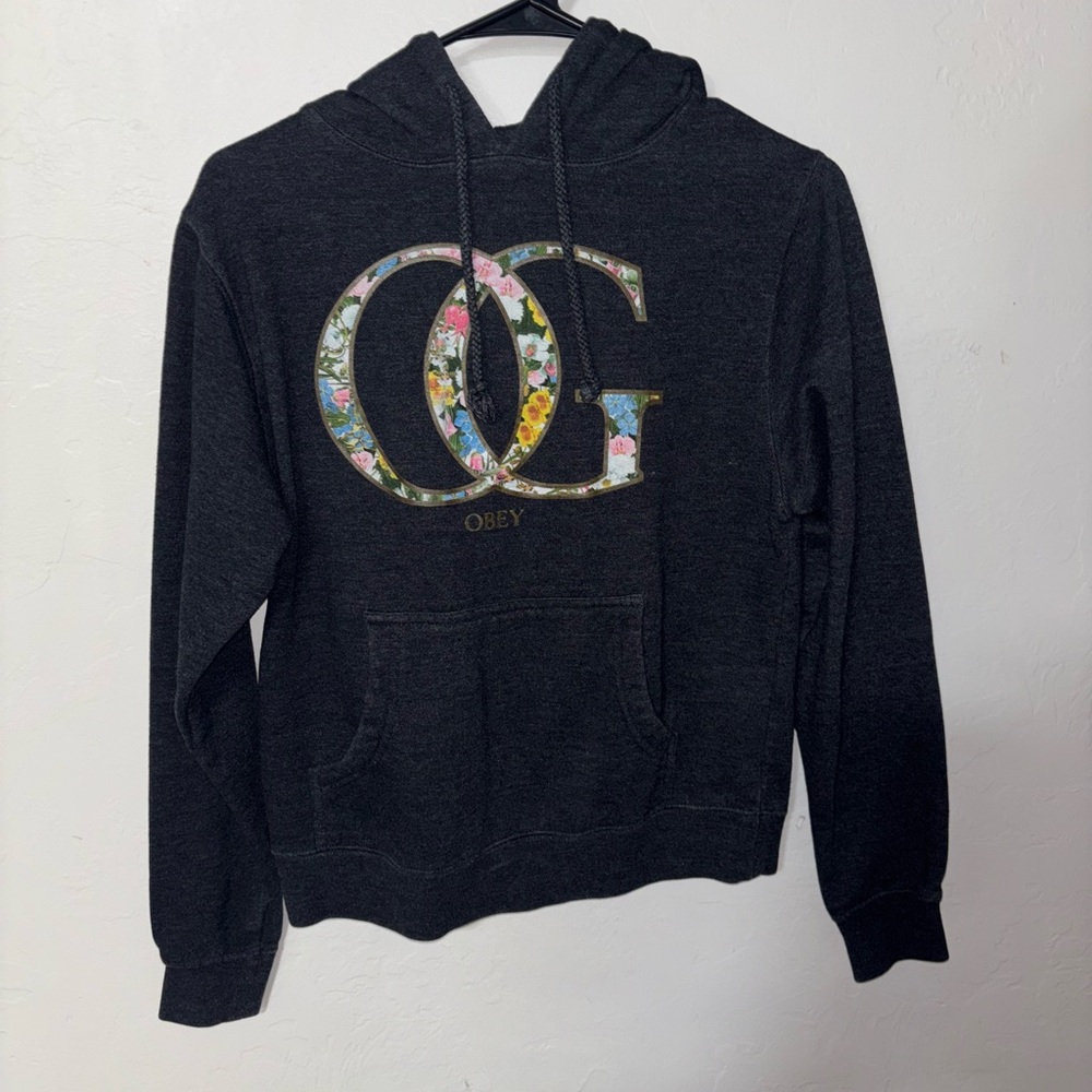 Women’s Obey Floral Gray Small Hoodie